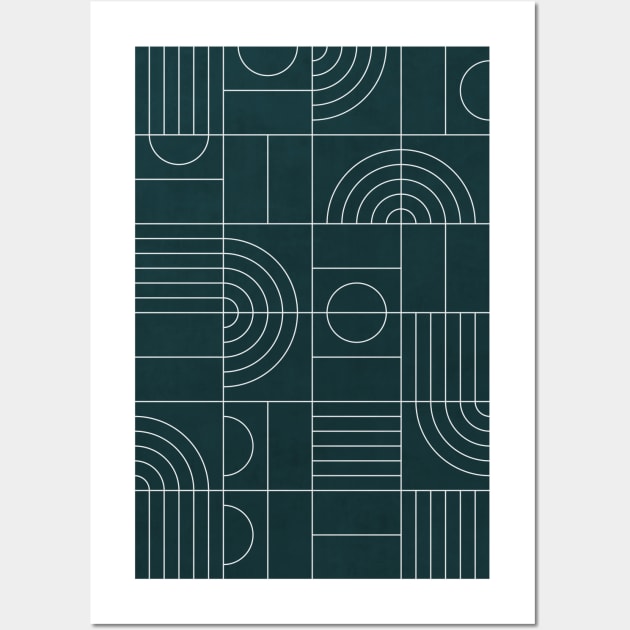 My Favorite Geometric Patterns No.26 - Green Tinted Navy Blue Wall Art by ZoltanRatko